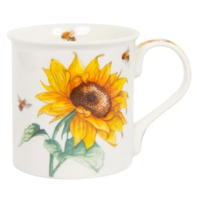 Image of Lesser &amp; Pavey British Designed Coffee Mug Ceramic Mugs for Home or Work Large Hot Drinks Bee Tanical Sunflower Tea and Cups Sarah Boddy