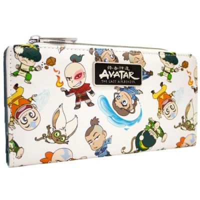Image of Avatar The Last Airbender Toph Zuko Sokka Chibi Purse Bi Fold Coin Pocket &amp; Card Holder, White