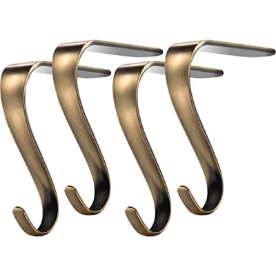 Image of Christmas Stocking Holders Metal Mantel Stockings Hangers Shelf Fireplace Garland Mantle Grips Set for Xmas Party Decoration