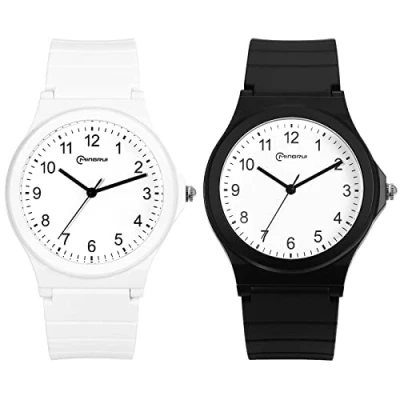 Image of JewelryWe Silicone Band Wristwatch Round Analog Quartz Casual Watches for Men Women Students Teens