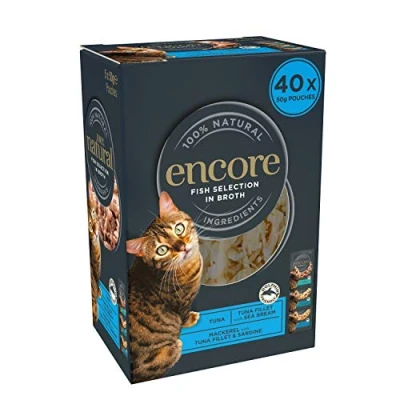 Image of Encore 100% Natural Wet Cat Food, Multipack Fish Selection in 50g Pouch, 8x 5x (Total 40 Pouches)