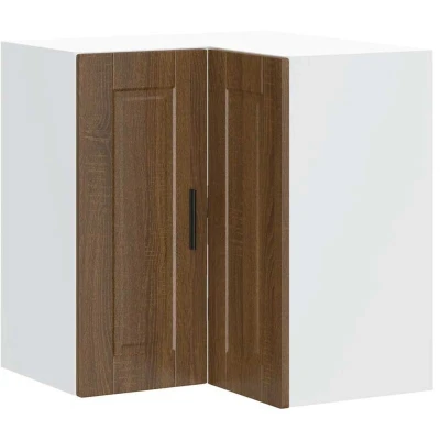 Image of vidaXL Kitchen Corner Cabinet Engineered Wood Wall Cabinet, Modern Brown Oak Finish, 57x57x60 cm, Space Saving, Mounted Storage Solution for