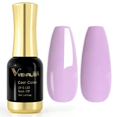 Image of VENALISA 12ml Baby Purple Gel Nail Polish Soak Off Lamp UV LED Natural Art DIY Manicure French Gifts, 0.43 OZ