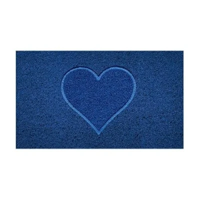 Image of Nicoman Embossed Spaghetti Door Mat Dirt Trapper Jet Washable Doormat 70x43cm (Blue, HEART Shape) Use Indoor or Sheltered Outdoor
