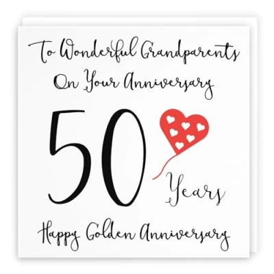 Image of Hunts England Grandparents 50th Anniversary Card To Wonderful On Your 50 Years Happy Golden Love Heart Collection
