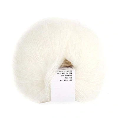 Image of Popular Soft Mohair Knitting Angora Wool Yarn for DIY Knitting(White)