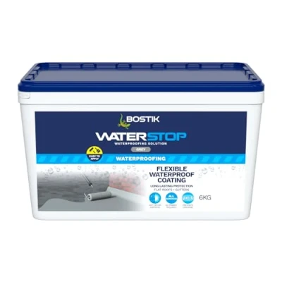 Image of Bostik Waterstop Flexicoat, Long Lasting Protection For Flat Roofs And Gutters, 6kg, Grey