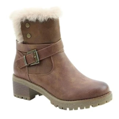 Image of Heavenly Feet Women’s Bethany Brown Faux fur &amp; Leather Vegan Ankle Boots (UK Footwear Size System, Adult, Women, Numeric, Medium, 5)