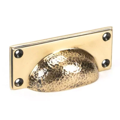 Image of From The Anvil 46040 Polished Bronze Hammered Art Deco Drawer Pull