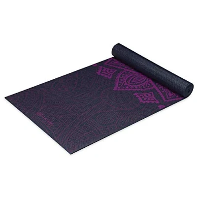 Image of Gaiam Yoga Mat Premium Print Extra Thick Non Slip Exercise &amp; Fitness for All Types of Yoga, Pilates Floor Workouts, Plum Sundial Layers, 6mm