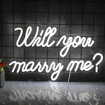 Image of Wanxing Will You Marry Me Neon Sign White Led Wedding Letters for Proposal Decorations,Wedding Party,Valentines Day,Girlfriend