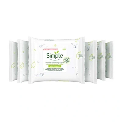 Image of Simple Kind to Skin Micellar Cleansing Wipes 25 Face (Pack of 6, 150 total)