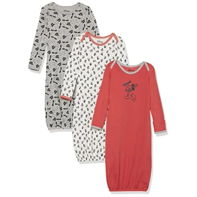 Image of Amazon Essentials Disney Marvel Star Wars Baby Boys&#039; Sleeper Gowns, Pack of 3, Mickey Expressions, 6 Months