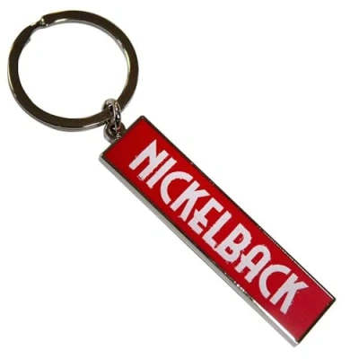 Image of Rock Off officially licensed products Nickelback White Band Logo Keyring Keychain One Size