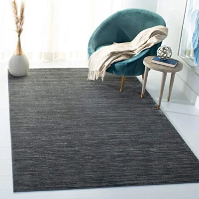 Image of SAFAVIEH Glam Solid Color Rug for Living Room, Dining Bedroom Vision Collection, Short Pile, in Grey, 91 X 152 cm