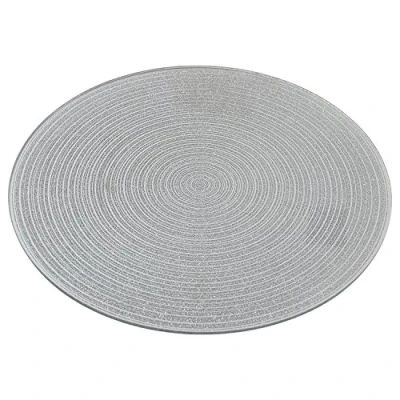 Image of Mirrored Glass Glitter Candle Plate Stand Silver Swirl 20cm