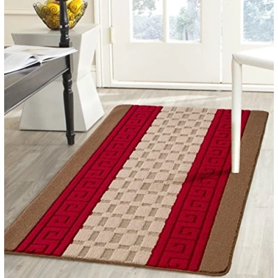 Image of Online Bedding Store Non Slip,Machine Washable Beautiful Multi colours Rugs (Small Large) (60cm x 110cm, Brown_Red_Beige)