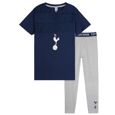 Image of Tottenham Hotspur FC Boys Pyjamas Set Nightwear PJs for Kids Teenagers Loungewear 5 14 Years Football Gifts (Navy/Grey, 7 8 Years)