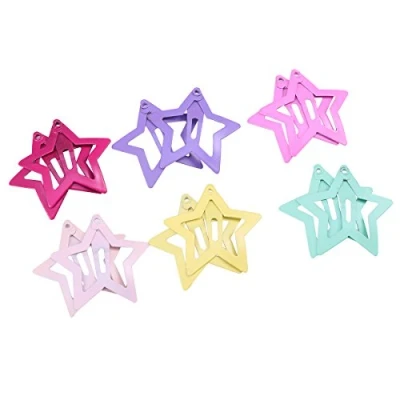 Image of FRCOLOR Snap Hair Clip Star Shape Cartoon Barrettes Metal Pin BB for Women Girls,12pcs(Mixed Color)