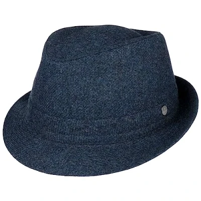 Image of Lierys Shetland Wool Trilby Hat by Men Made in Italy Winter with Lining Autumn L (58 59 cm) Blue