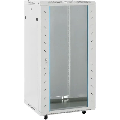Image of vidaXL 22U Network Cabinet 19 Inch Rack IP20 Protection Grey Cold Rolled Steel Structure 60x60x120 cm Lockable Glass Door
