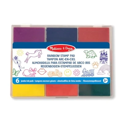 Image of Melissa &amp; Doug Rainbow Stamp Pad Arts and Crafts Sets Stencils 3+ Gift for Boy or Girl