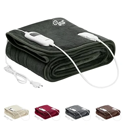 Image of Arebos electric blanket 200x180cm heated machine washable automatic switch off, timer, overheating protection, preheating function 9 heat settings incl. removable controller anthracite
