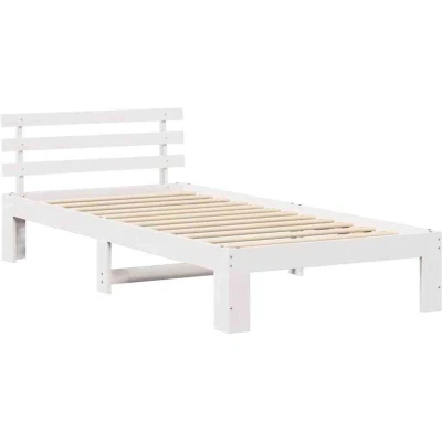 Image of vidaXL Pine Wood Bed Frame White 80 x 200 cm