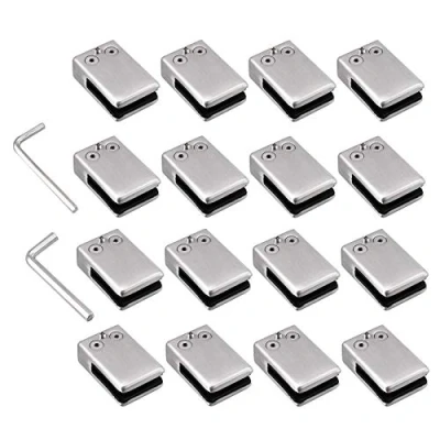 Image of Proster Glass Clamps 16 PCS 11/ 12mm L Size Stainless Steel 304 Adjustable Bracket Flat Back for Balustrade Staircase Handrail