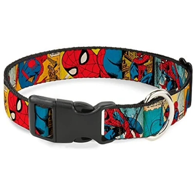 Image of Dog Collar Plastic Clip Spider Man Comic Strip 11 to 17 Inches 1.0 Inch Wide
