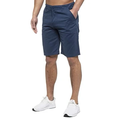 Image of 989Zé ENZO Mens Chino Shorts Cotton Regular Fit Summer Casual Smart Half Pants EZS429 Blue 40
