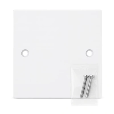 Image of 1pcs Single Blanking Plate Cover for Electrical Sockets Back Box White Finish, with Screws (86mm x 86mm)