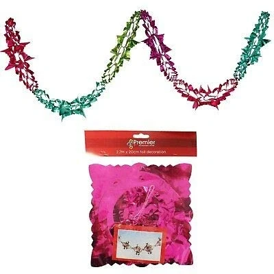 Image of Christmas Foil Garland Ceiling Decoration 20cm x 2.7M 6 Section Multi Colour