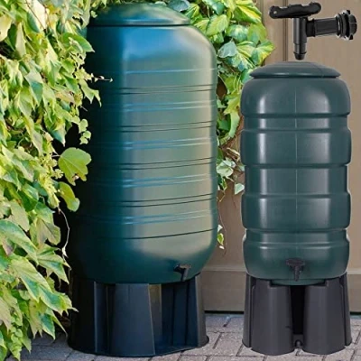 Image of Water Butt Set with Stand Diverter &amp; Tap Garden Waterbutt Barrel Rain Collector 100L, 230L 250L (250 Litre)