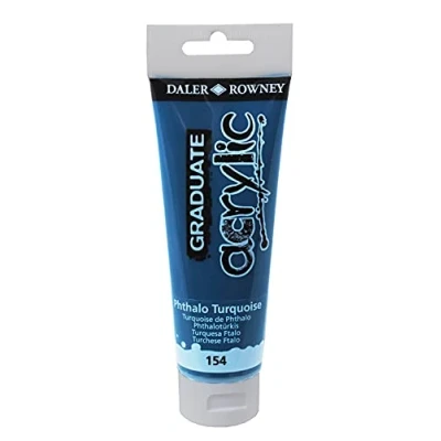 Image of Daler Rowney Graduate Acrylic Paint, Plastic Tube, 4oz 120 ml, Phthalo Turquoise