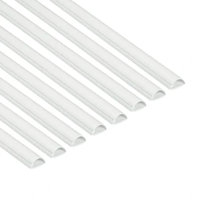 Image of D Line Mini Cable Trunking 8 Pack, Half Round Cover, Paintable, Self Adhesive Wire Hide TV Wires, Management 8x 30mm (W) x 15mm (H) 1 meter Lengths (8 Meter) White