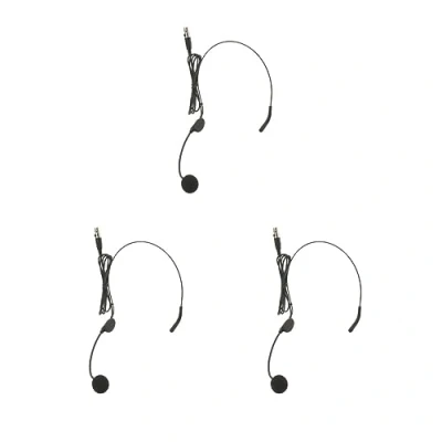 Image of 3 set of Ear Hook Omni Directional Boom Head Worn Microphone XLR 3Pin, Black
