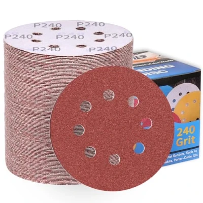 Image of 100Pcs 125mm Sanding Discs 240 Grit 8 Holes Hook and Loop Pads for Random Orbital Sander Sandpaper Sheet ALPXUXP