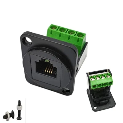 Image of SHANFEILU RJ11 6P4C D Type Panel Mount Ethernet Extender CAT3 Terminal Solderless Adapter Keystone Telephone Jack Connector with Screw Black