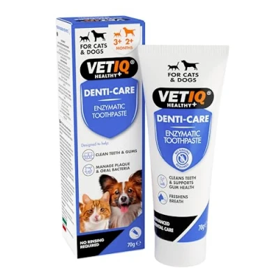 Image of VETIQ Denti Care Enzymatic Toothpaste for Cats 3+ Months &amp; Dogs 2+ Months, Designed to Help Clean Teeth, Support Gum Health Freshen Breath, 70 g