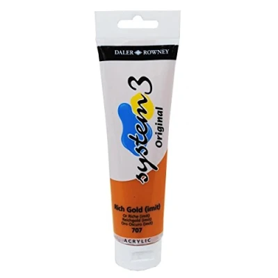 Image of Daler Rowney System 3 Original Acrylic Paint 150ml Tubes Rich Gold Imit.