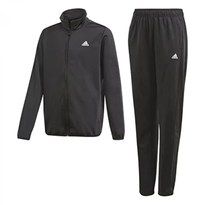 Image of adidas Unisex Kids Tracksuit gn3974 Tracksuit, Top:black/white Bottom:BLACK/WHITE, 10 Years UK
