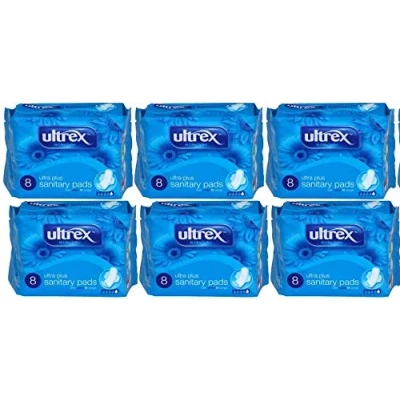 Image of 6 x Ultrex Sanitary Pads with wings Ultra Plus (8pk)