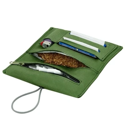 Image of Simaru tobacco pouch made of vegetable tanned leather for 30 g pouch, genuine turner bag with filter compartment and plate holder, durable robust (Geyser)