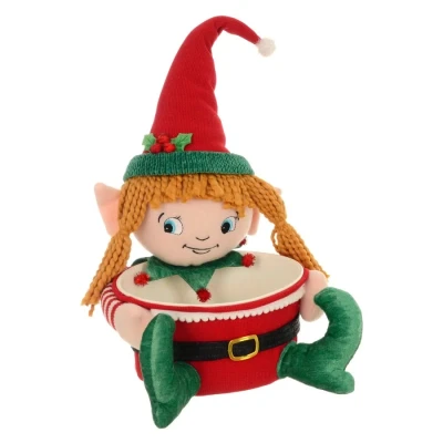 Image of Mr Crimbo Christmas Elf Candy Holder Novelty Festive Treats Sweets Bowl Red Green 40cm Girl