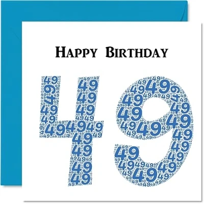 Image of Fun 49th Birthday Cards for Men Shapecloud Happy Card Dad Mum Brother Sister Grandad Nanny Grandma Uncle Auntie, 145mm x Greeting Cards,