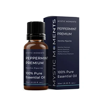 Image of Mystic Moments Peppermint Premium Essential Oil 10ml Pure &amp; Natural for Diffusers, Aromatherapy Massage Blends Vegan GMO Free
