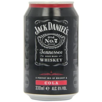 Image of Jack Daniels Tennessee Whiskey and Cola Premixed Cans 330 ml (Pack of 12)