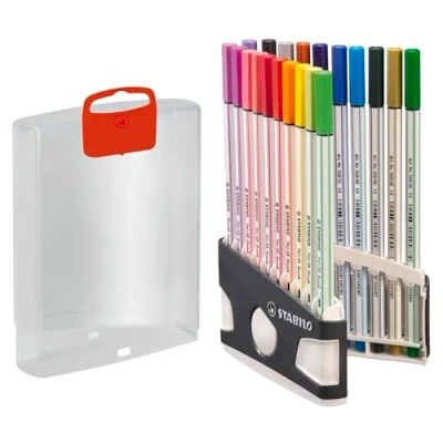 Image of Premium Fibre Tip Pen with brush STABILO 68 ARTY ColorParade Pack of 20 Assorted Colours