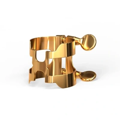 Image of Rico Gold Plated H Ligature and Cap for Baritone Sax with Graftonite Mouthpiece